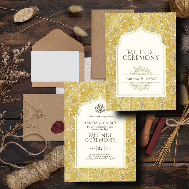Zeremonie des Islamischen Königs Golden Damask Einladung (Von Creator hochgeladen)