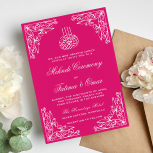 Zeremonie des modernen rosa muslimischen Henna-Meh Einladung
