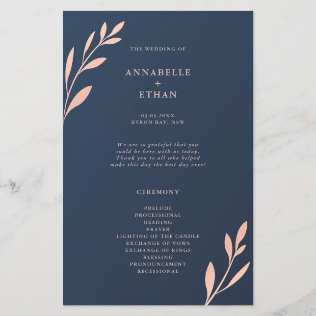 Zeremonie des Programms "Navy and Pink Geometric F (Vorderseite)