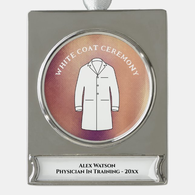 Zeremonie für die White Coat Rosegold Banner-Ornament Silber (Vorderseite)