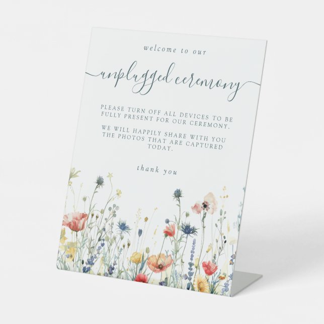 Zeremonie für lebendige Wildblume ohne Stecker Sockelschild (Vorderseite)