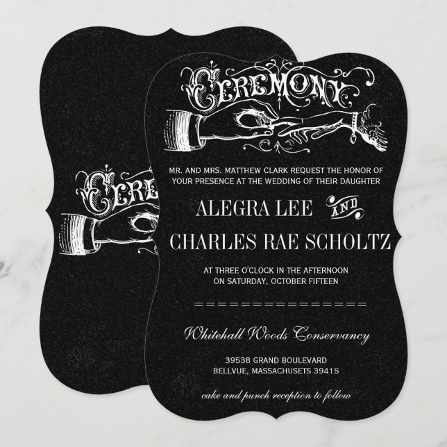 Zeremonie Typografie Einladungen zur Tafel (Vorne/Hinten)