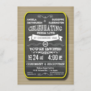 Zeremonie und Empfang der Lemon-Neon-Tafel Einladung