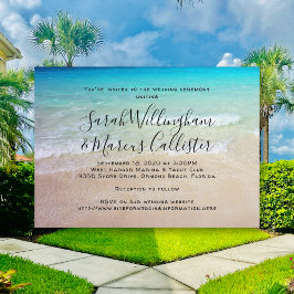 Zeremonie zur Hochzeit am Meer im Hintergrund Einladung
