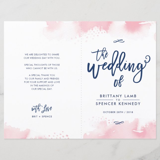 ZEREMONY, handsigniert, rosa Aquarell (Vorderseite)