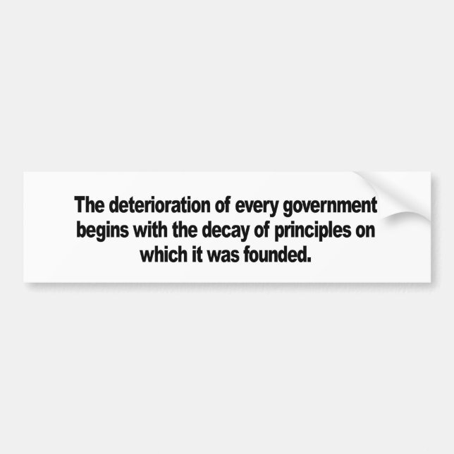 Zerfall von Prinzipien Autoaufkleber (Vorne)