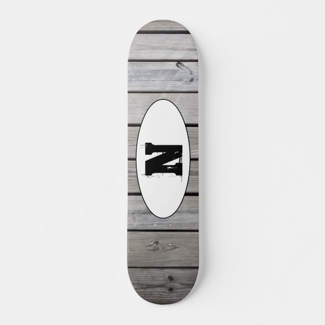 Zerfallenes Grunge-Holzkörnmonogramm Skateboard (Vorne)