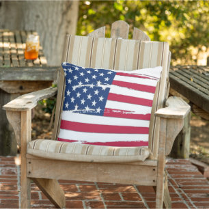 Zerfetzte amerikanische Flagge Kissen Für Draußen