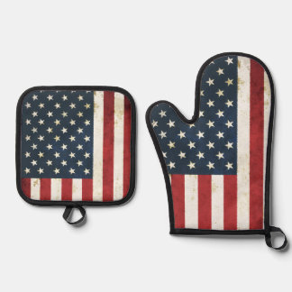 zerfetzte amerikanische Flagge Ofenhandschuh & Topflappen-Set