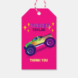 Zerkleinern MONSTER TRUCK Girls Pink Vielen Dank Geschenkanhänger