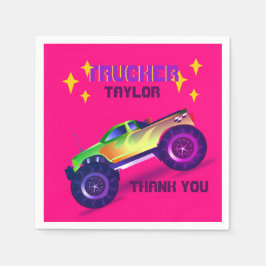 Zerkleinern MONSTER TRUCK Girls Pink Vielen Dank Serviette