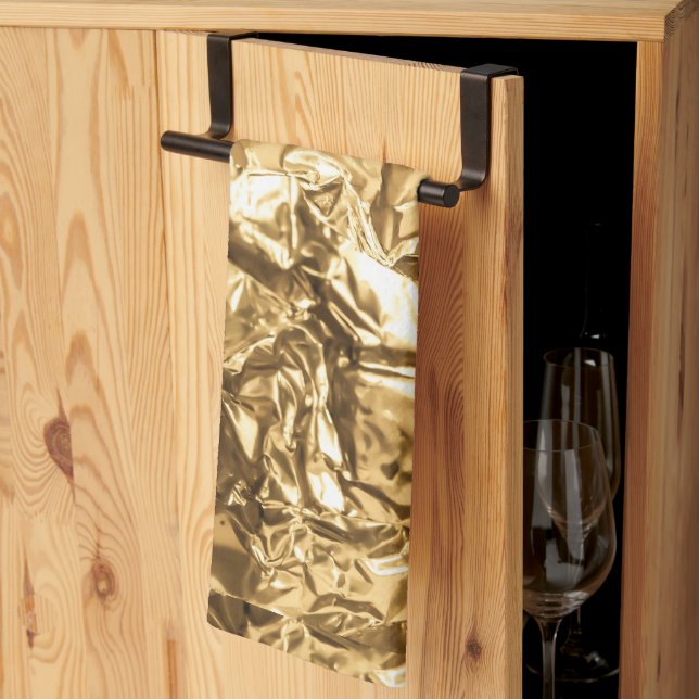 Zerknitterte goldene Falten Geschirrtuch (Drittel gefaltet)