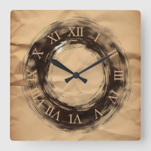 zerknittertes Papier Quadratische Wanduhr