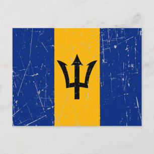 Zerkratzte und beschädigte Flagge von Barbados Postkarte