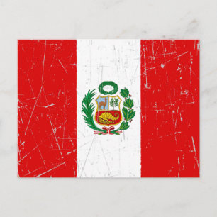 Zerkratzte und beschädigte peruanische Flagge Postkarte