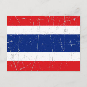 Zerkratzte und beschädigte thailändische Flagge Postkarte
