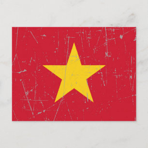 Zerkratzte und beschädigte vietnamesische Flagge Postkarte
