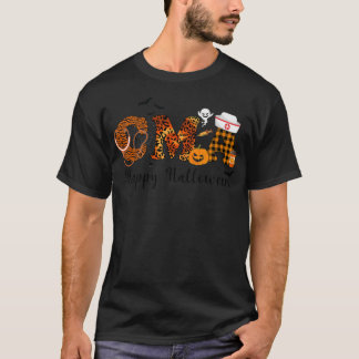 zERl Leopard CMA Nurse Happy Halloween Vibes Pumpk T-Shirt