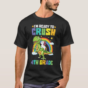 Zermalme 4. Klasse Einhorn reitet auf Dinosaurier- T-Shirt