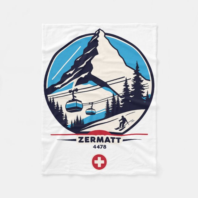 Zermatt 4478 - Skifahren auf dem Problemhorn  Fleecedecke (Vorderseite)