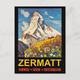 Zermatt, Berggipfel, Schweiz Vintage-Reise Postkarte