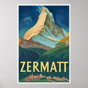 Zermatt Gemälde Schweiz Skigebiet Poster Schweizer