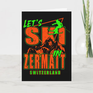 Zermatt Lasst uns Skifahren Alpin-Skiing Schweizer Karte