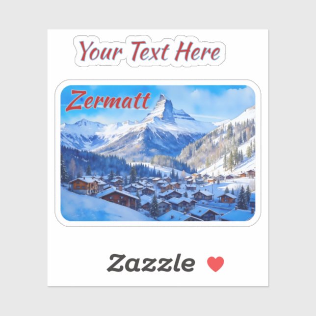 Zermatt Matterhorn Schweiz Alpen Wasserfarbe Aufkleber (Blatt)