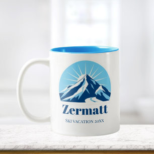 Zermatt Matterhorn Schweiz Skilift Zweifarbige Tasse