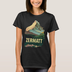 Zermatt Matterhorn Travel Retro Grafik T-Shirt
