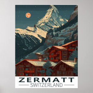 Zermatt Matterhorn Vintage Reise Poster