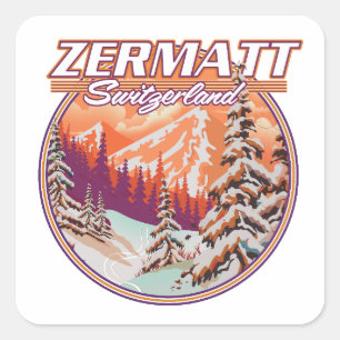 Zermatt Schweiz Logo Quadratischer Aufkleber