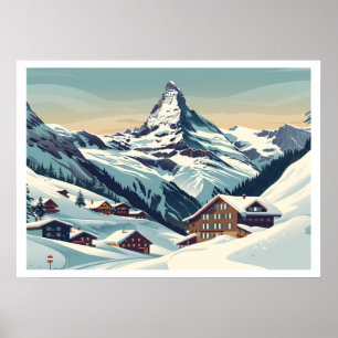Zermatt, Schweiz Matterhorn Vintag Poster