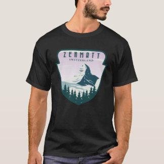 Zermatt Schweiz Oldtimer Schnee Ski Matterhorn Sw T-Shirt
