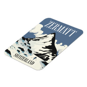Zermatt Schweiz Ski-Druck Magnet