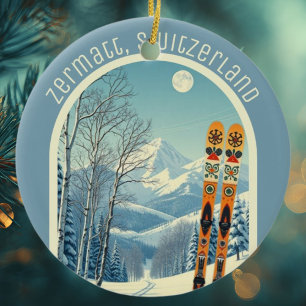 Zermatt Schweiz Ski-Souvenir  Keramik Ornament