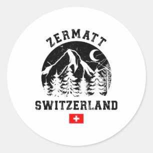 Zermatt Schweiz Skigebiet Alpen Alpin-Ski  Runder Aufkleber