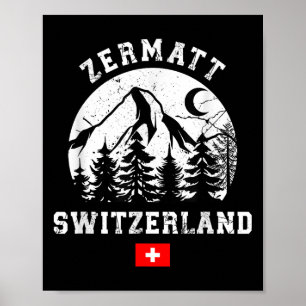 Zermatt Schweiz Skigebiet Alpen Alpinski Poster