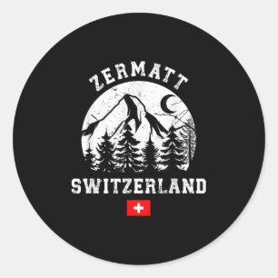 Zermatt Schweiz Skigebiet Alpen Alpinski  Runder Aufkleber