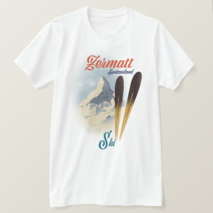 Zermatt Schweiz Vintage-Skiplakat T-Shirt