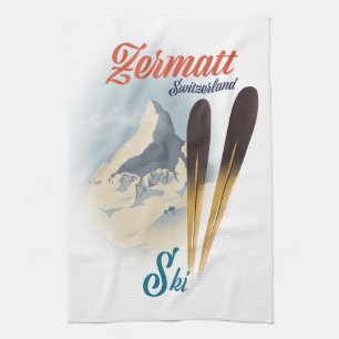 Zermatt Schweiz Vintage-Skiposter Geschirrtuch