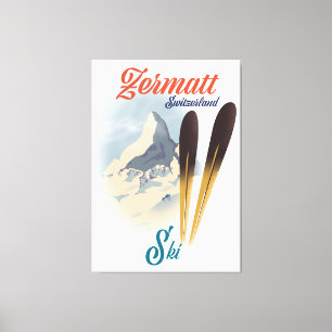 Zermatt Schweiz Vintage-Skiposter Leinwanddruck