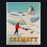 Zermatt Schweiz Vintage Skireise Poster<br><div class="desc">Zermatt Schweiz Vintage Skireise Anime Cartoon Comic Fiktion Manga</div>