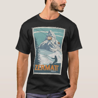 Zermatt Schweiz Winter Skifahren Snowboarden Ski T-Shirt