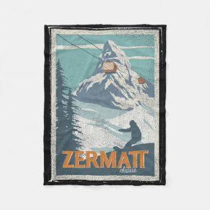Zermatt Schweiz Winterskifahren Snowboarden Ski Fleecedecke