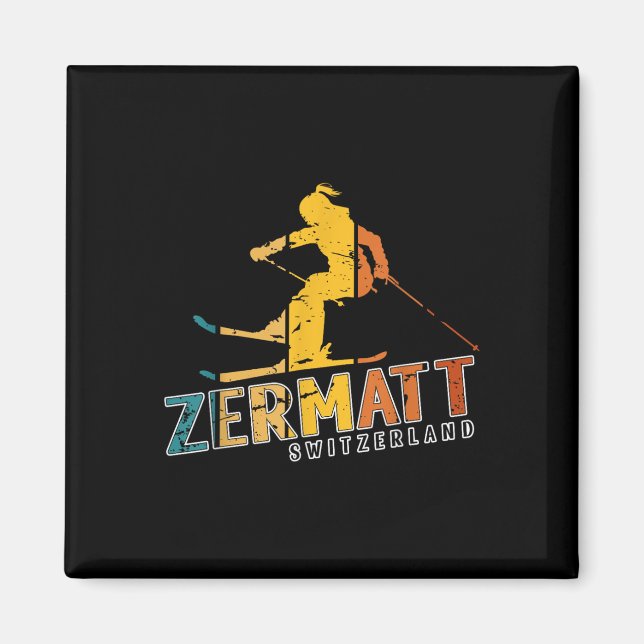 Zermatt Schweizer Alpen Skipass Lugano Magnet (Vorne)
