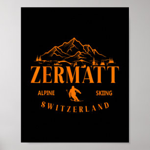 Zermatt Schweizer Alpen Skipass Lugano Poster