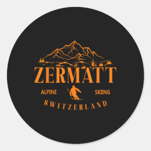 Zermatt Schweizer Alpen Skipass Lugano Runder Aufkleber