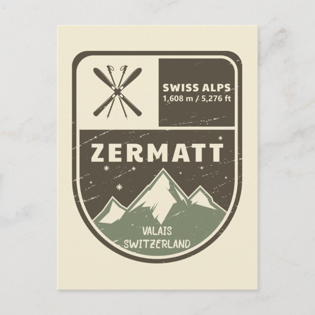 Zermatt Schweizer Alpen Wallis Schweiz Postkarte (Vorderseite)