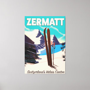 Zermatt Ski Urlaubsplaner Leinwanddruck
